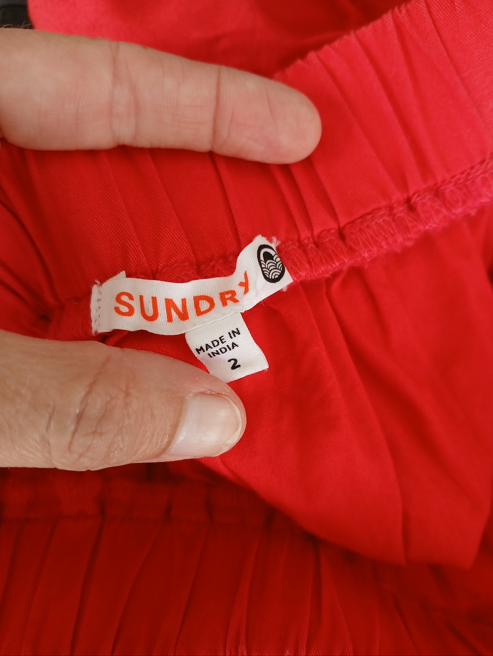 Sundry Red Cotton Midi Skirt Pull On Size 2 - Picture 7 of 9